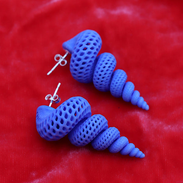 Midi Cyan Cone Shell Earrings