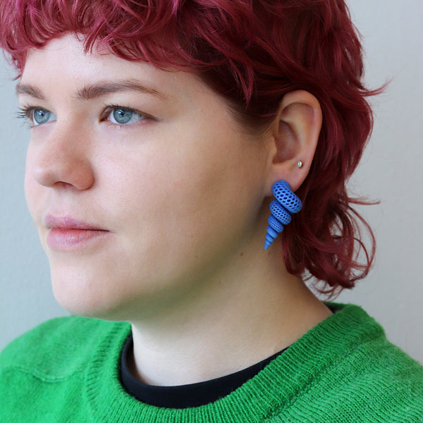 Midi Cyan Cone Shell Earrings