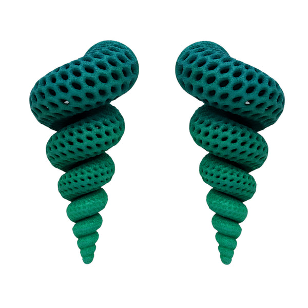 Midi Green Cone Shell Earrings