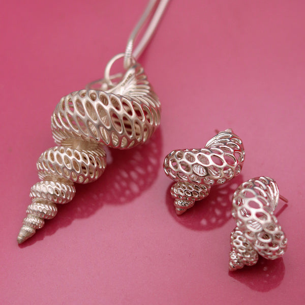Silver Shell Stud Earrings