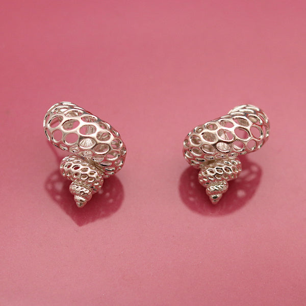 Silver Shell Stud Earrings