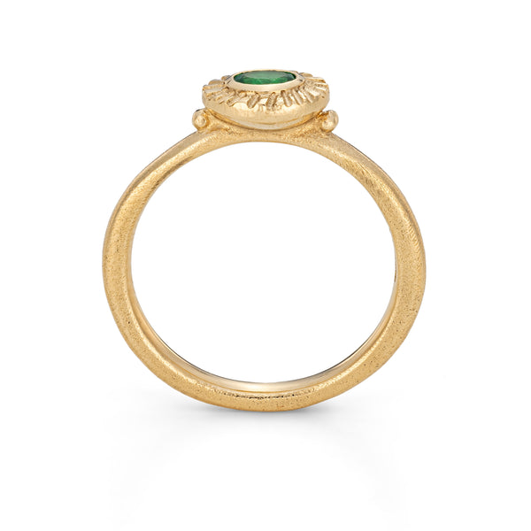 Oval Emerald Sun Ray Ring