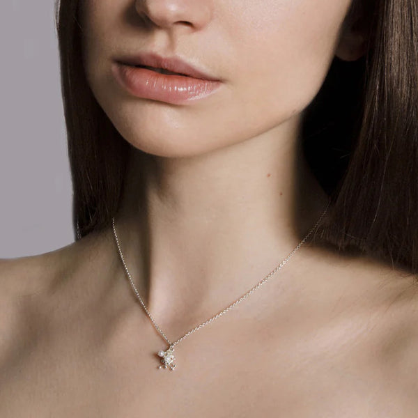 Silver and Pearl Molecular Necklace