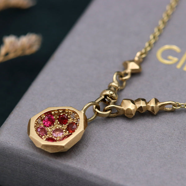 Gea Gold Ruby And Spinel Geoda Necklace