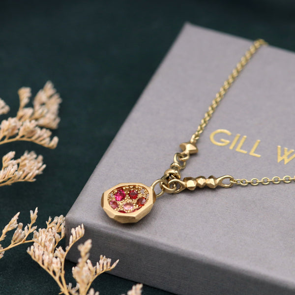 Gea Gold Ruby And Spinel Geoda Necklace