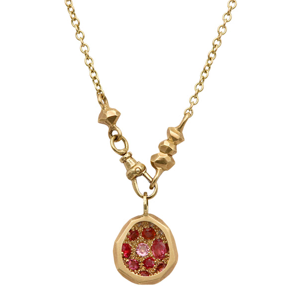 Gea Gold Ruby And Spinel Geoda Necklace