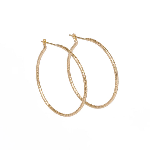 Large Textured Gold Hoop Earrings