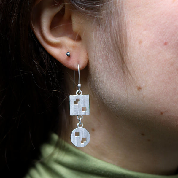 DUALITY Fu(Na)Ture Silver Earrings by Michael Lin