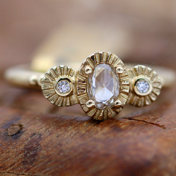 Rose Cut Diamond Trilogy Ring