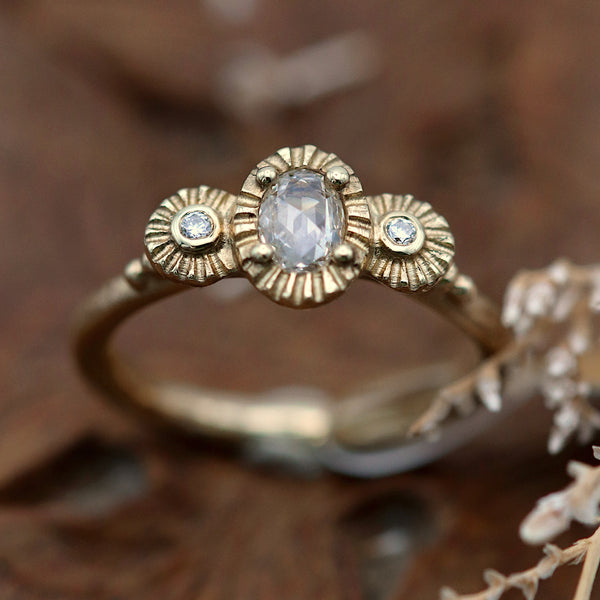 Rose Cut Diamond Trilogy Ring