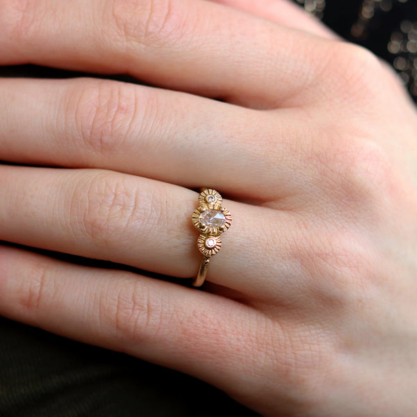 Rose Cut Diamond Trilogy Ring