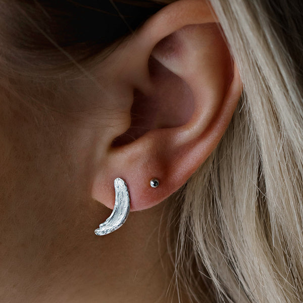 Mini Silver Brushstroke Earrings