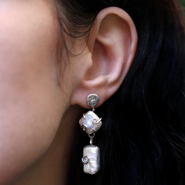 Mismatched Statement Pearl Drop Earrings