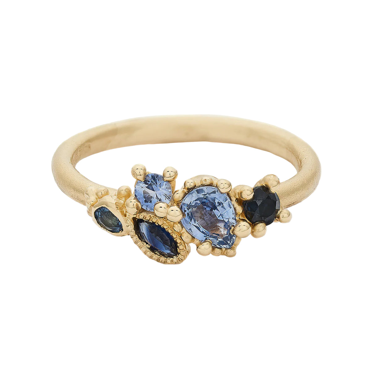 Mixed Cut Blue Sapphire Cluster Ring