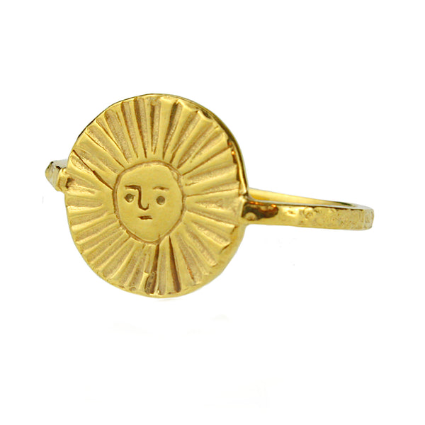 Cheeky Sun Face Disc Ring