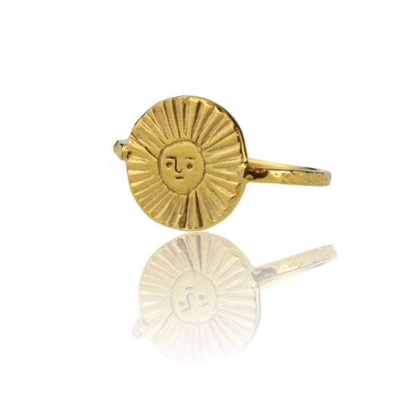 Cheeky Sun Face Disc Ring