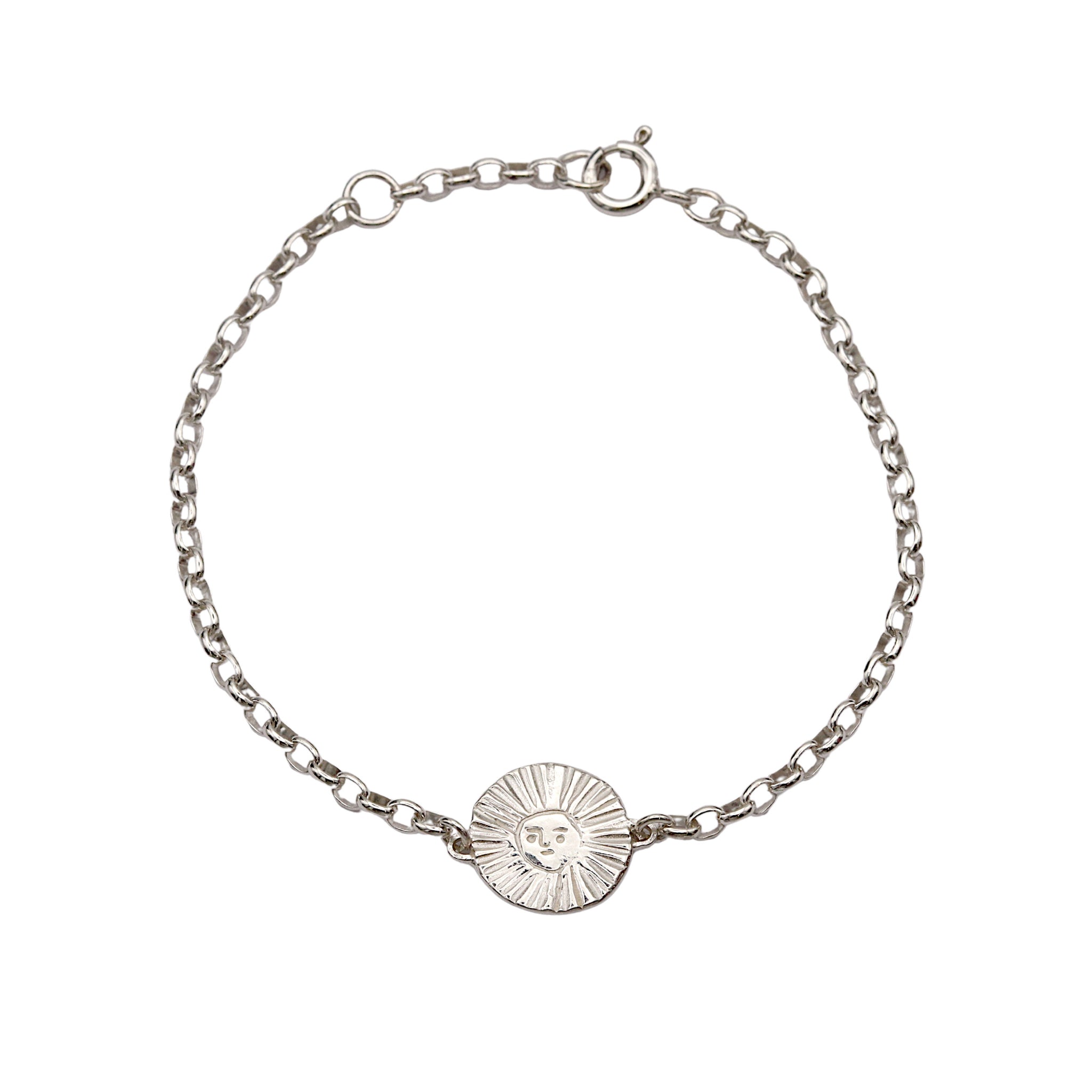 Silver Sun Disc Bracelet