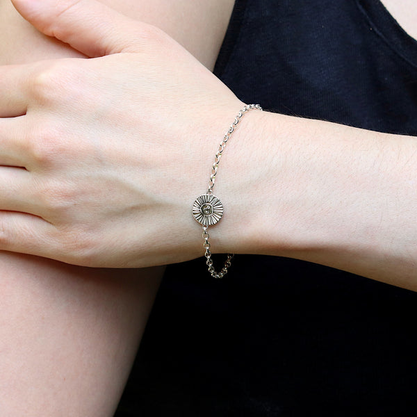 Silver Sun Disc Bracelet