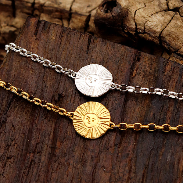 Silver Sun Disc Bracelet