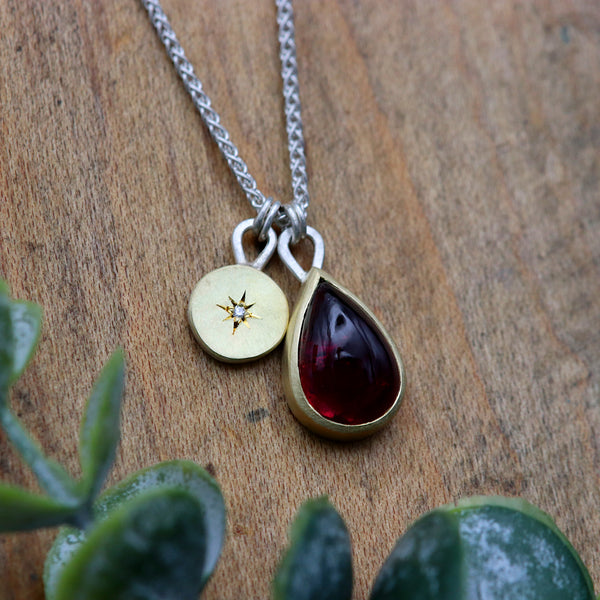 North Star And Pink Pear Tourmaline Pendant
