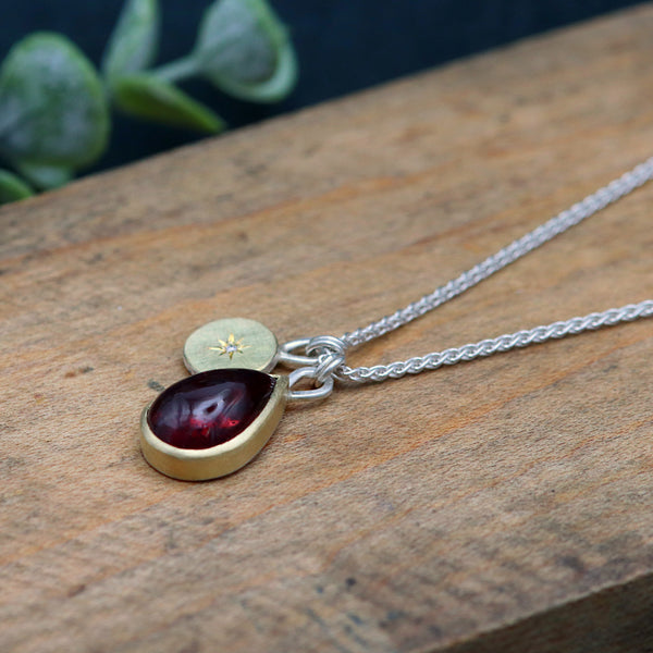 North Star And Pink Pear Tourmaline Pendant