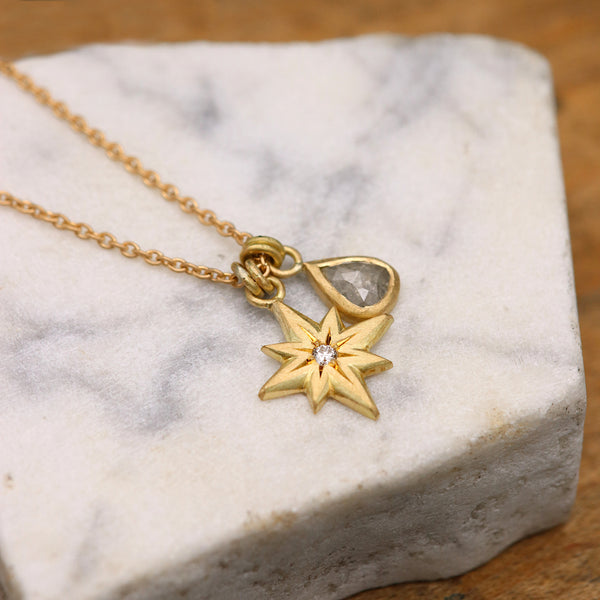 North Star Grey Diamond Charm Pendant