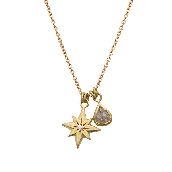 North Star Grey Diamond Charm Pendant