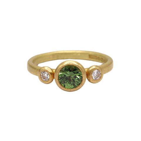 Green Sapphire And Diamond Trilogy Ring