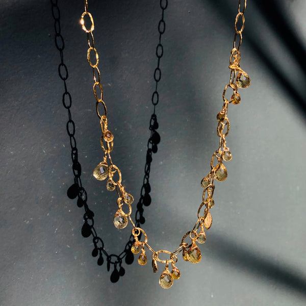 Golden Seed Pod Citrine Link Necklace