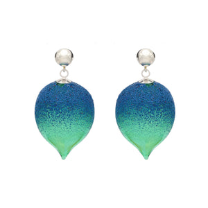Round Green And Blue Glass Girasole Earrings