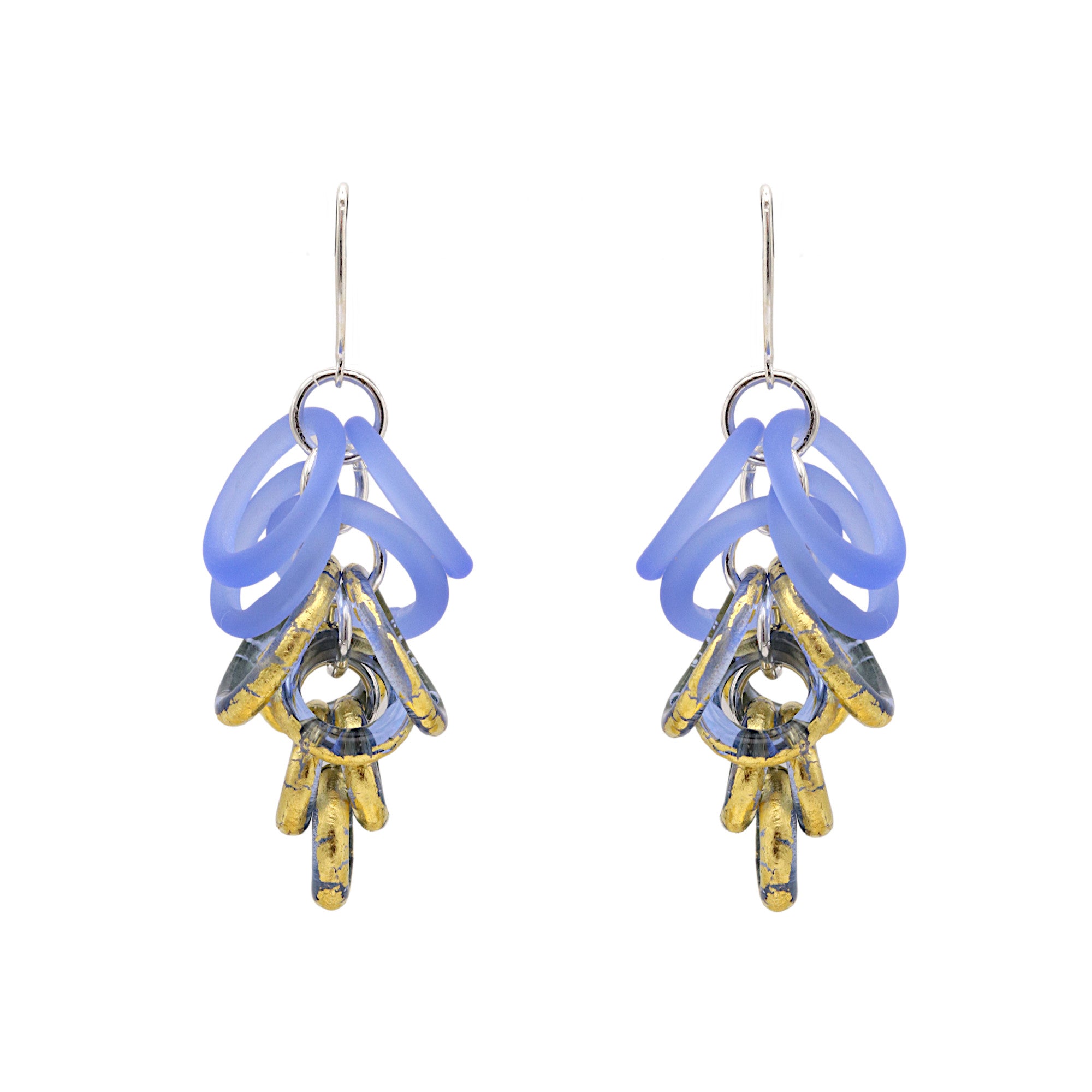 Blue And Gold Glass Loop Earrings