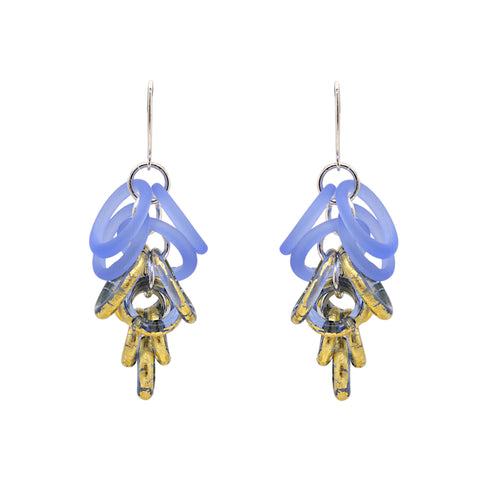 Blue And Gold Glass Loop Earrings