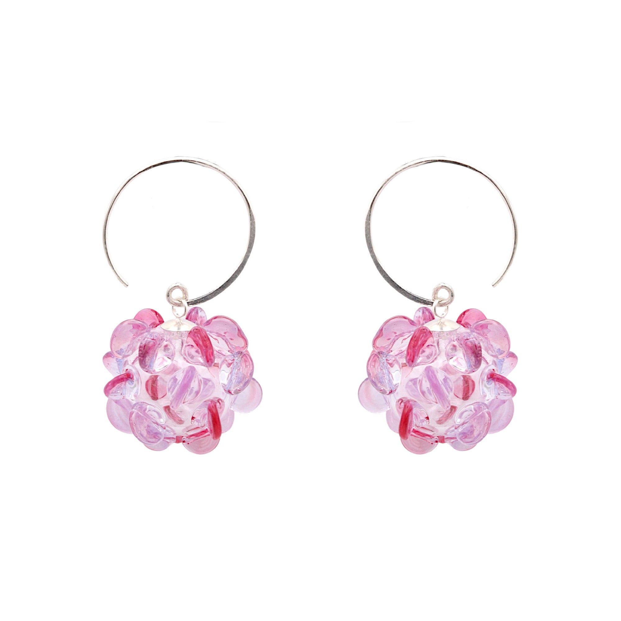Pink Glass Cluster Earrings