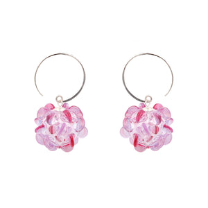 Pink Glass Cluster Earrings