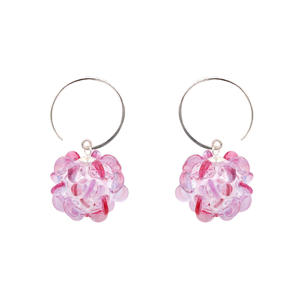 Pink Glass Cluster Earrings