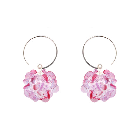 Pink Glass Cluster Earrings