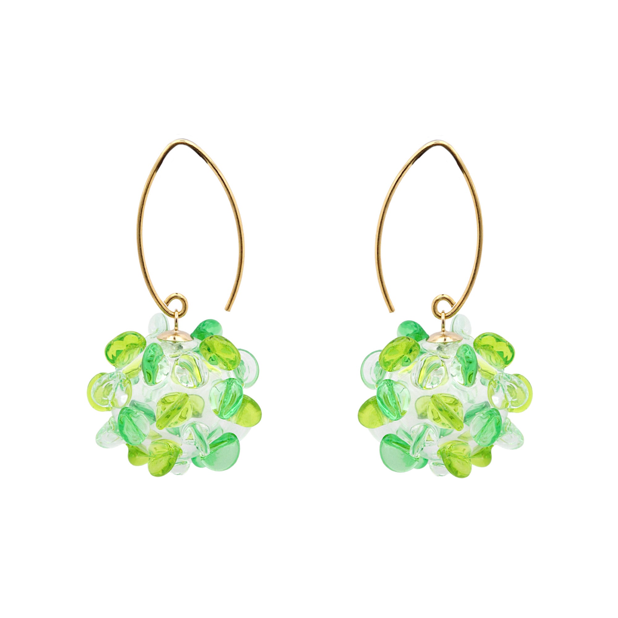 Green Glass Cluster Earrings