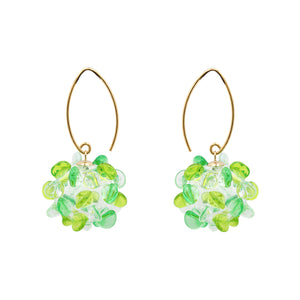 Green Glass Cluster Earrings
