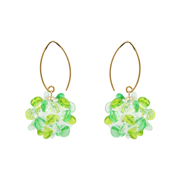 Green Glass Cluster Earrings