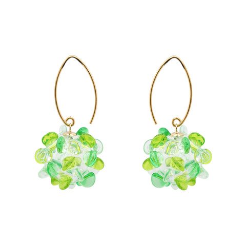 Green Glass Cluster Earrings