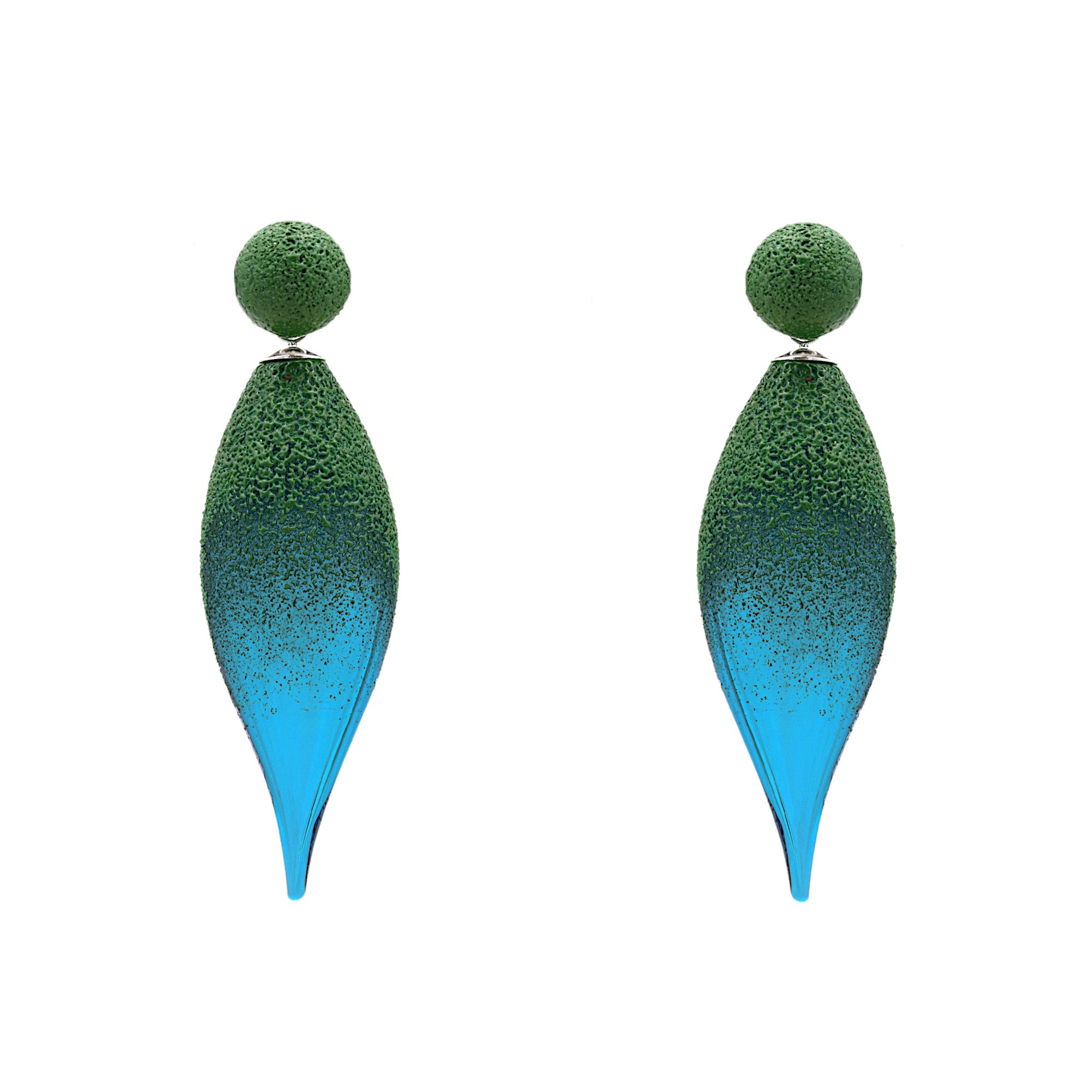 Aquamarine And Green Glass Girasole Earrings