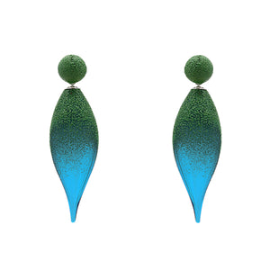 Aquamarine And Green Glass Girasole Earrings
