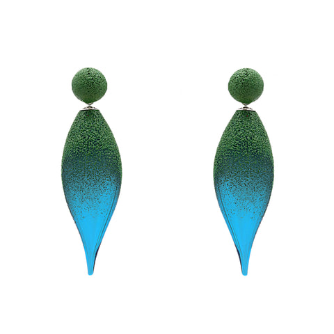 Aquamarine And Green Glass Girasole Earrings