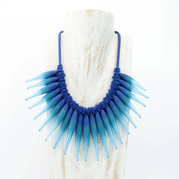 Aqua Blue Glass Girasole Necklace