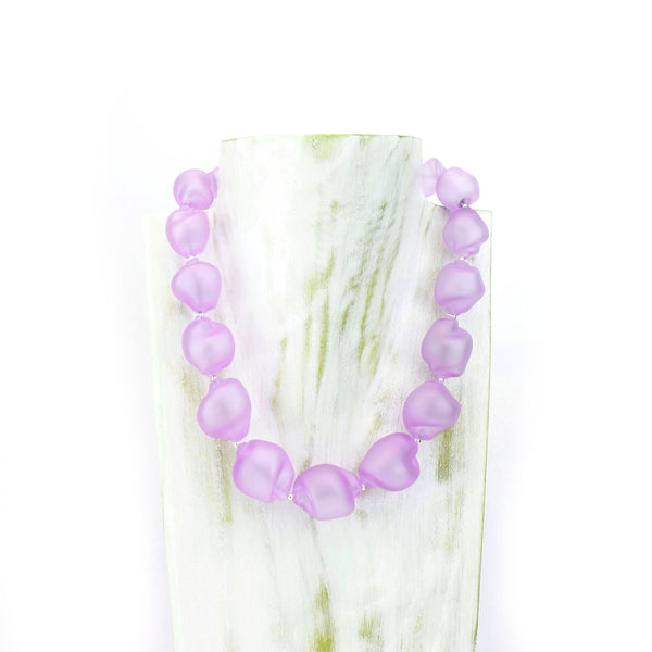 Fuchsia Glass Curved Line Necklace