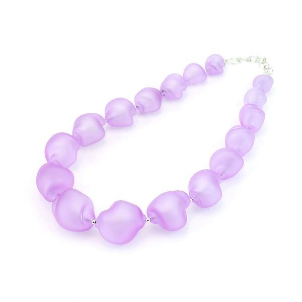 Fuchsia Glass Curved Line Necklace