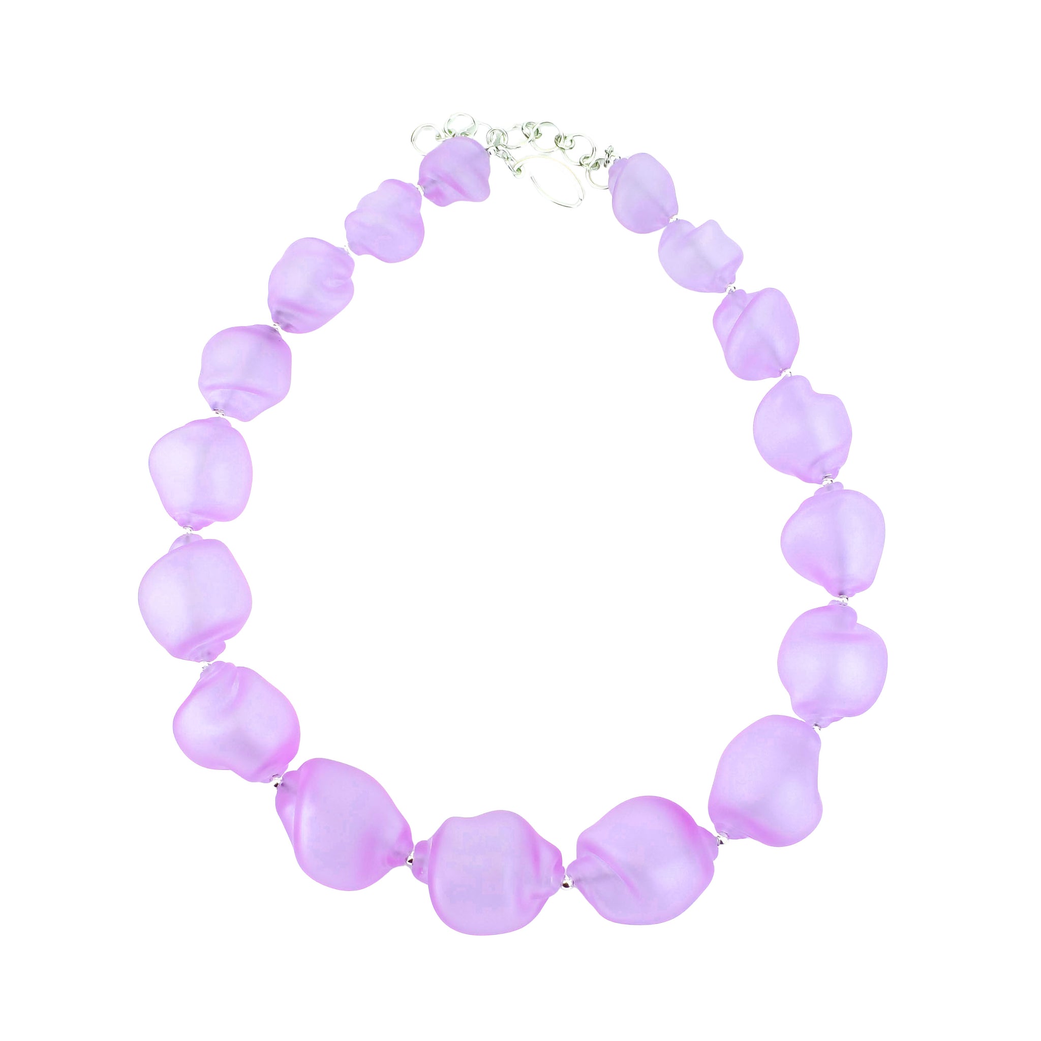 Fuchsia Glass Curved Line Necklace