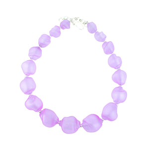 Fuchsia Glass Curved Line Necklace