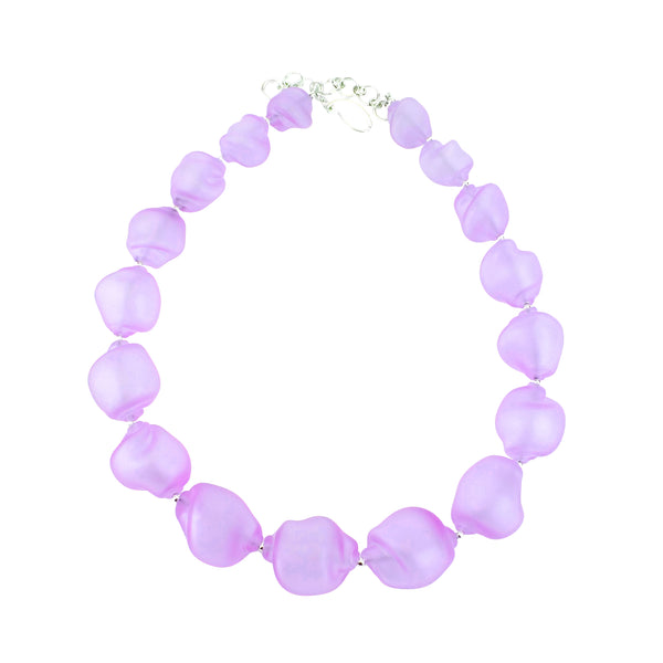 Fuchsia Glass Curved Line Necklace