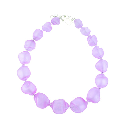 Fuchsia Glass Curved Line Necklace